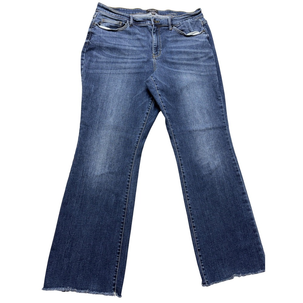 Judy Blue Womens 36x30 Blue Boot Cut Jeans High Rise Stretch Denim Raw Hem 18W